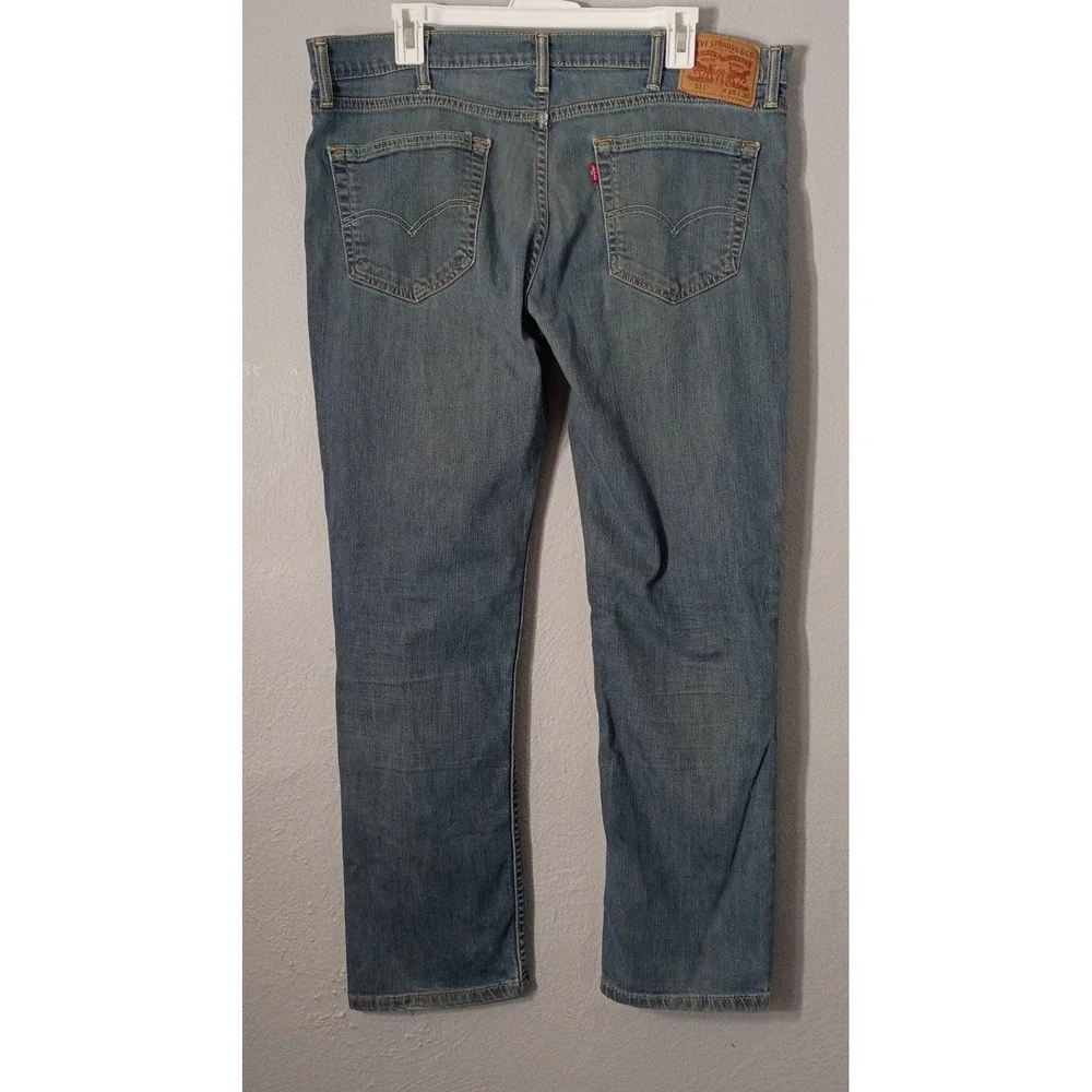 Levis 511 Jeans Mens 38x30 Blue Denim Slim Straight‎ Fit Light Wash Denim Faded